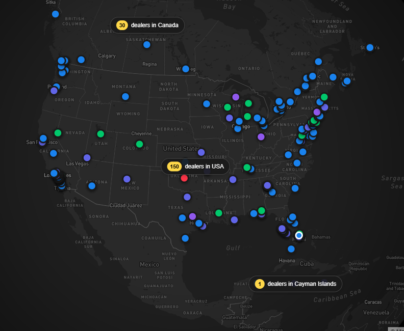 Example Dealer Locator Map - April 2026
